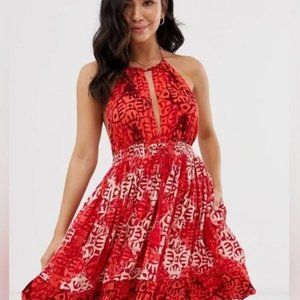 FREE PEOPLE XS Beach Day Sun Dress Red Floral